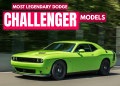 Dodge Challenger driving on UAE roads, showcasing classic muscle design and power.