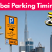 Dubai Parking Timings showing RTA parking zones, fees and free parking schedule in 2025.