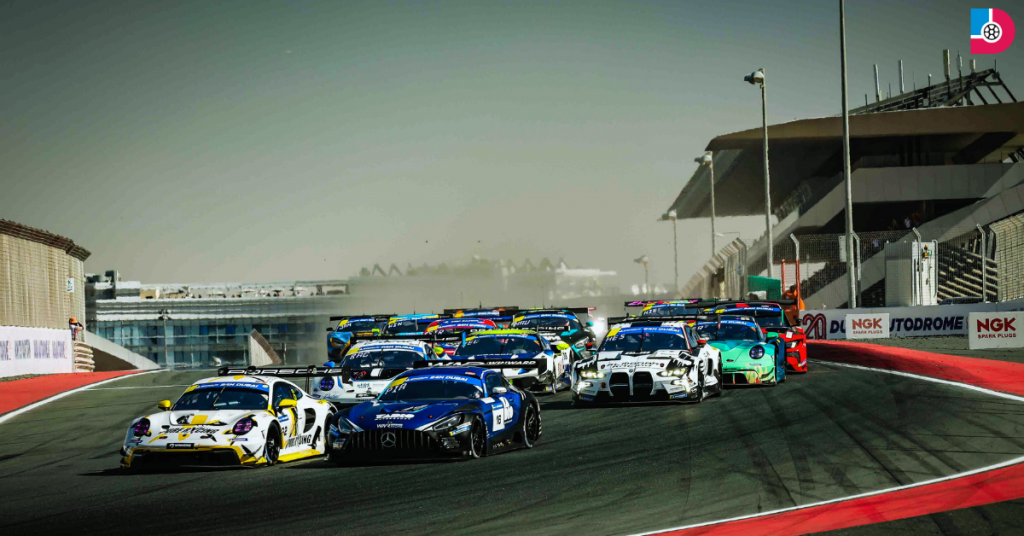 GT and touring cars racing at the Michelin Dubai 24Hours endurance event at Dubai Autodrome