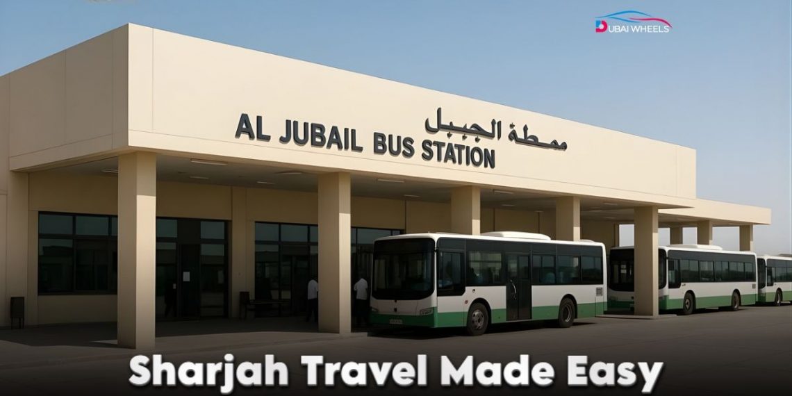 Al Jubail Bus Station Sharjah showing buses, commuters, and station facilities