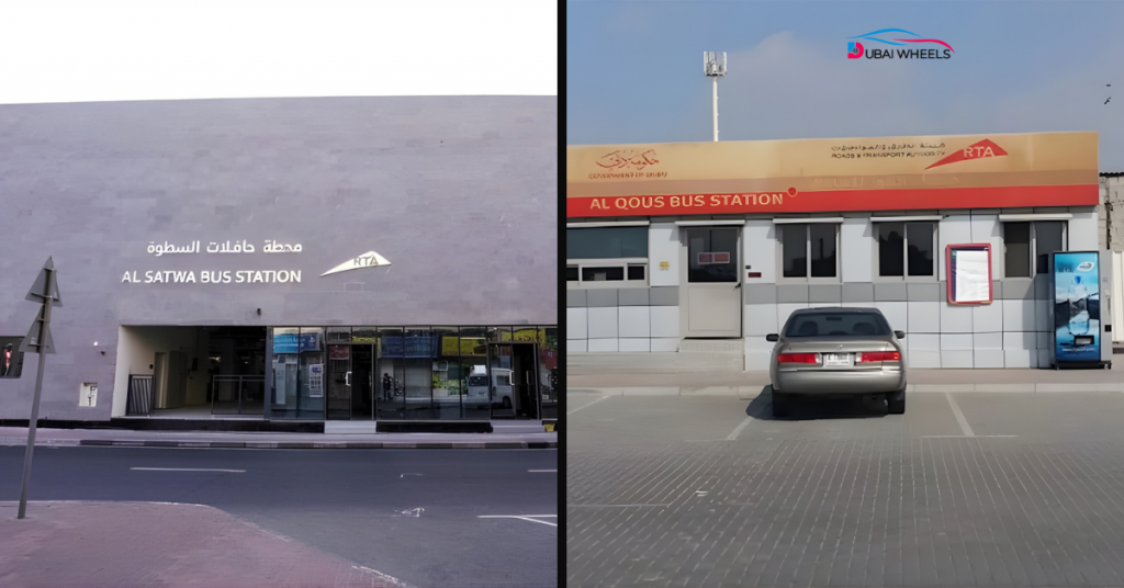 Al Satwa Bus Station Dubai with RTA buses connecting Bur Dubai, Al Karama, and Jebel Ali