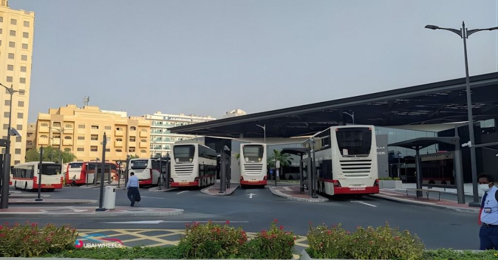 Big Bus at Al Ghubaiba Bus Station Dubai showing major city bus routes and platforms