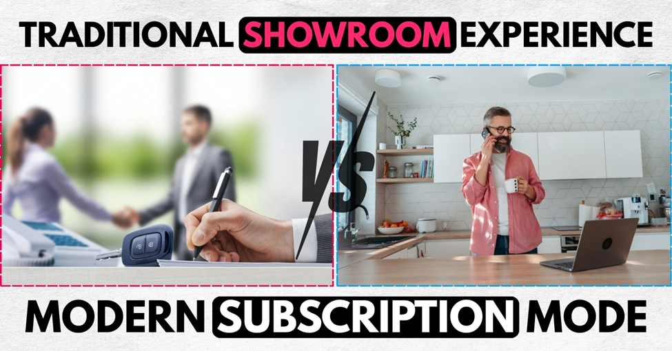 Comparison of car subscription plans vs traditional dealerships in the UAE showing cost, flexibility, and ownership