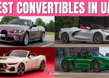 Luxury convertible cars in UAE driving under bright skies on Jumeirah Beach Road