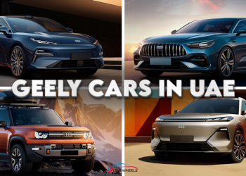 Geely Cars in UAE 2025 lineup showing Monjaro, Coolray, Tugella and Emgrand models with modern design and advanced features.