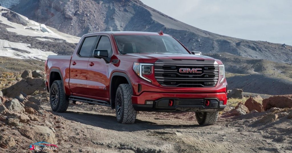 GMC Sierra in UAE showcasing heavy-duty towing capability and MultiPro Tailgate