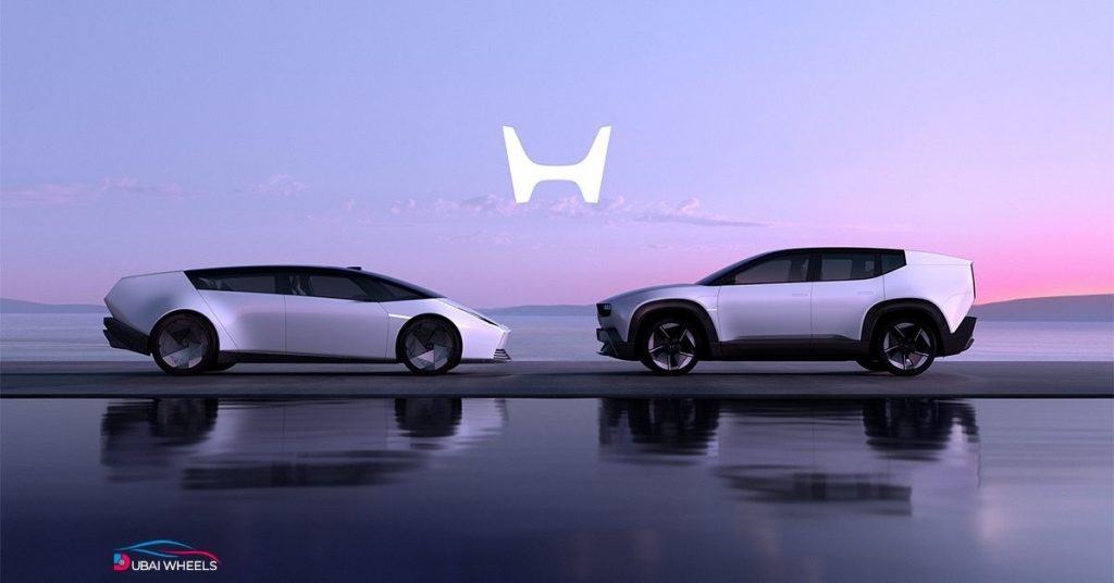 Honda 0 Series UAE 2026 EV overview featuring 0 Saloon, 0 SUV, 0 Alpha SUV with Thin, Light, Wise design, Level 3 autonomous driving, ASIMO OS, and H-mark EV badge