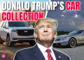 Donald Trump’s Car Collection inside his luxury garage featuring Rolls-Royce, Lamborghini, and Cadillac — a symbol of power and wealth.
