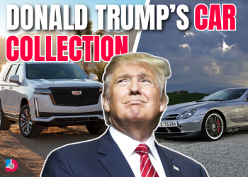 Donald Trump’s Car Collection inside his luxury garage featuring Rolls-Royce, Lamborghini, and Cadillac — a symbol of power and wealth.