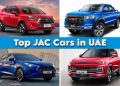 JAC Cars in UAE 2025 lineup including SUVs, sedans, pickups, and the JAC E30X electric vehicle