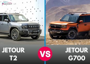 Jetour G700 vs Jetour T2 in UAE review – front and side views highlighting SUV power, price, features, and hybrid technology