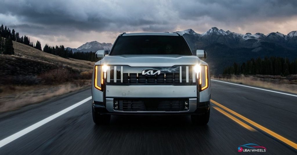 Kia Telluride UAE futuristic exterior showing hybrid 3-row luxury SUV design