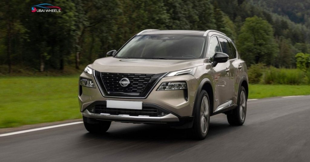 Nissan X-Trail 2025 in UAE showcasing hybrid performance, spacious interior, modern technology, and family-friendly SUV design