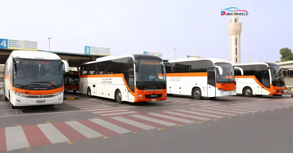 Sharjah Main Bus Station near King Faisal Street connecting Dubai, Ajman, and other Emirates