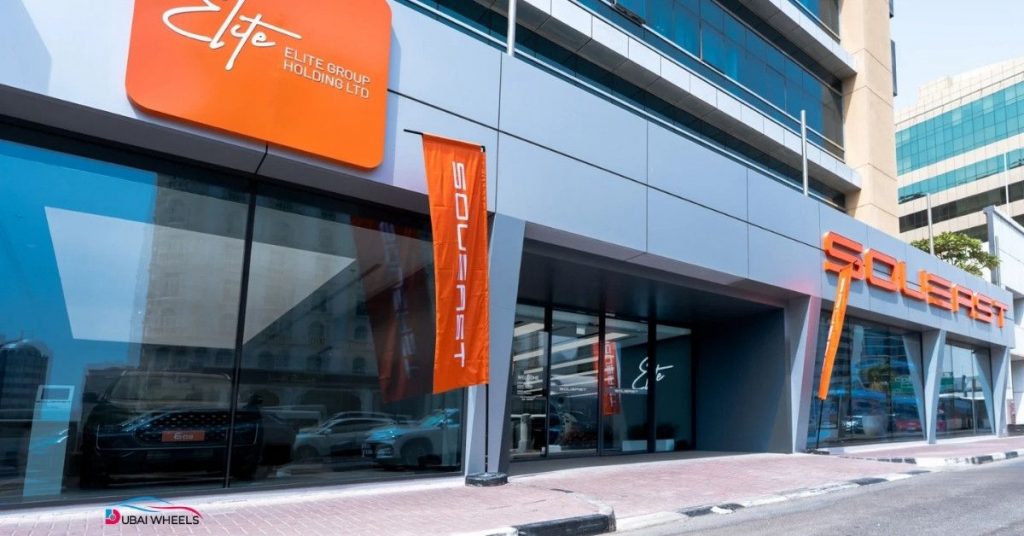 SOUEAST UAE Abu Dhabi showroom with modern SUVs and hybrid cars 2025