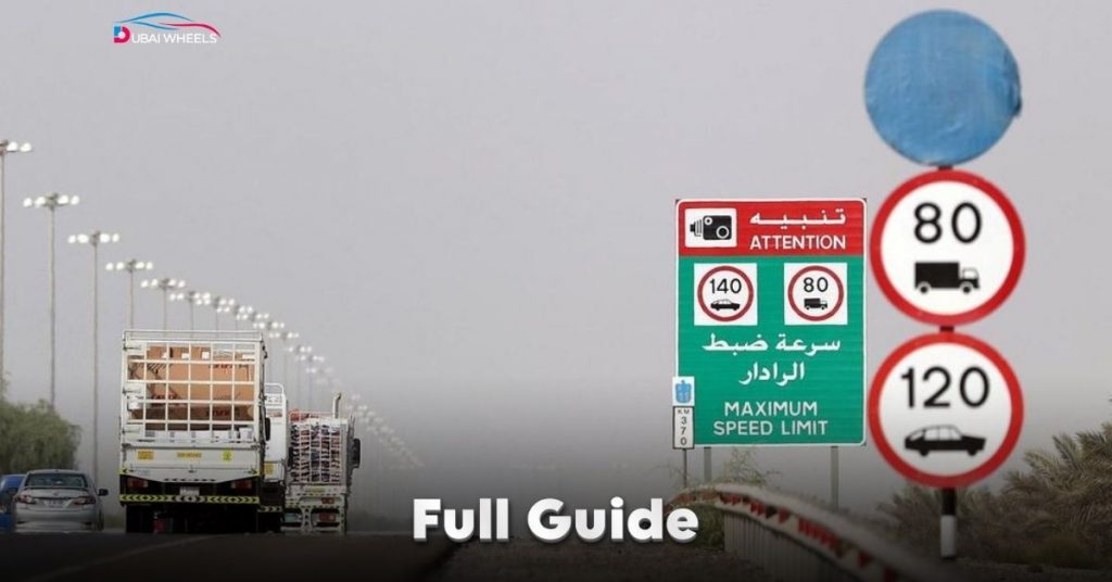 UAE 2025 comprehensive speed limits chart showing highways, urban roads, and residential speed limits across all emirates
