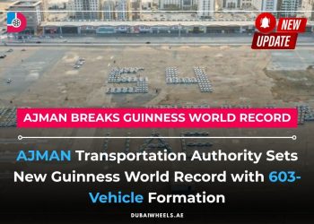 Ajman Transportation Authority sets Guinness World Record with 603-vehicle formation spelling EID AL ETIHAD UAE 54 in 2025.