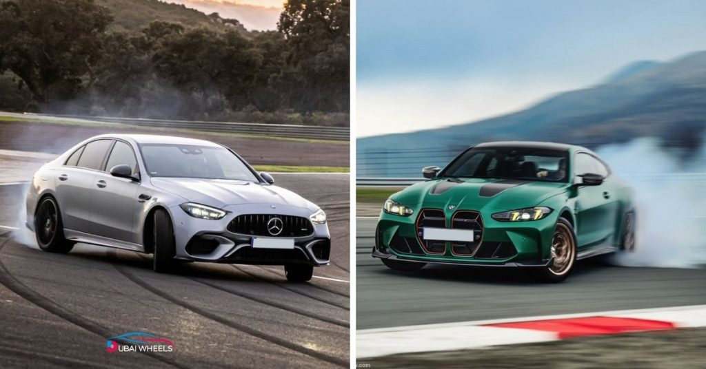 BMW M4 UAE 2025 vs Mercedes AMG C63 UAE showcasing performance, handling, and luxury comparison