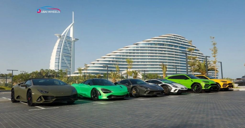 Beno UAE Supercar Rally 2025 luxury supercars convoy under Burj Khalifa Dubai