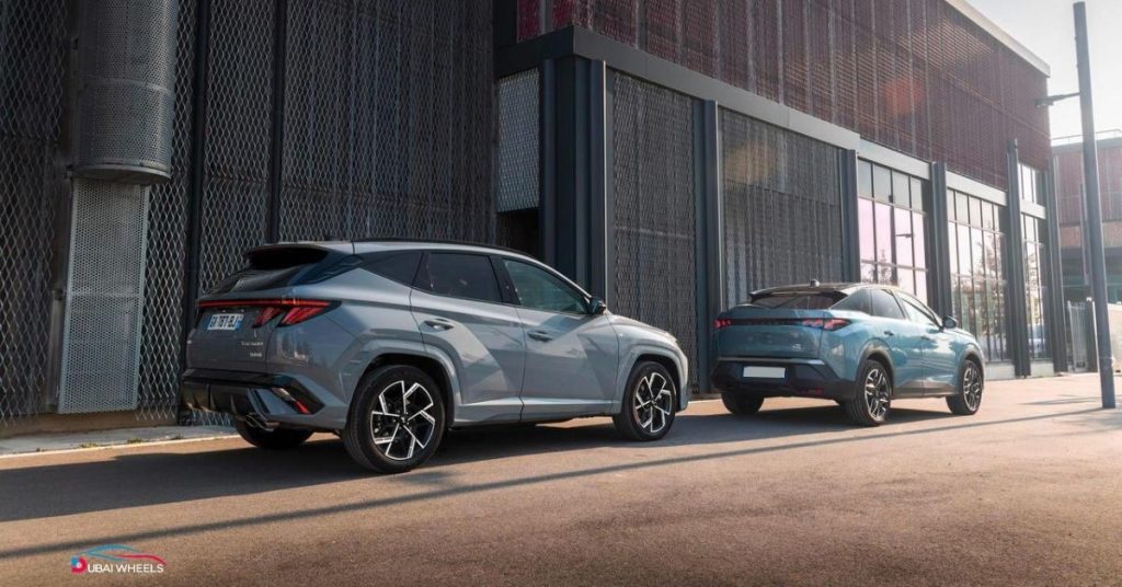 Peugeot 3008 vs Hyundai Tucson fuel economy comparison in Dubai and UAE, showing daily driving performance and better fuel efficiency of Hyundai Tucson 2025.