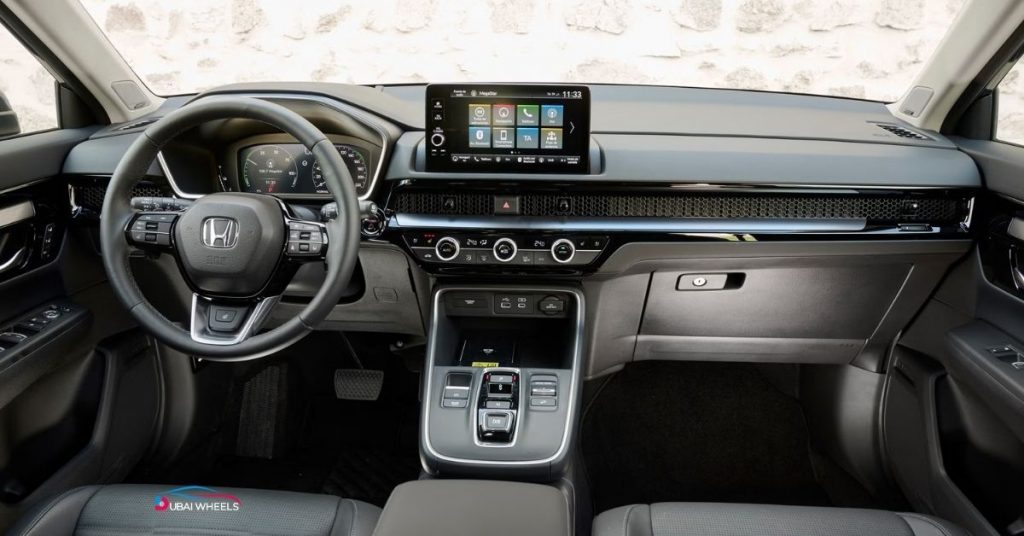 2025 Honda CR-V interior UAE showing dashboard, seats, infotainment, and spacious cabin