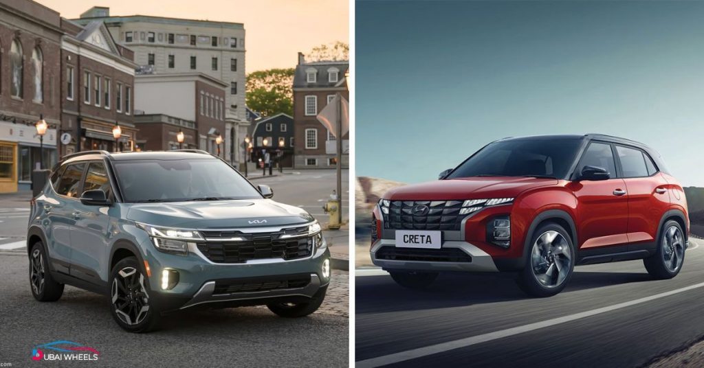 Kia Seltos UAE 2025 vs Hyundai Creta showing exterior design, modern technology, and premium interior for Dubai and Abu Dhabi buyers