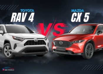 Mazda CX-5 vs Toyota RAV4 UAE 2025 comparison featuring both SUVs side by side, showing design, performance and fuel economy differences for UAE drivers