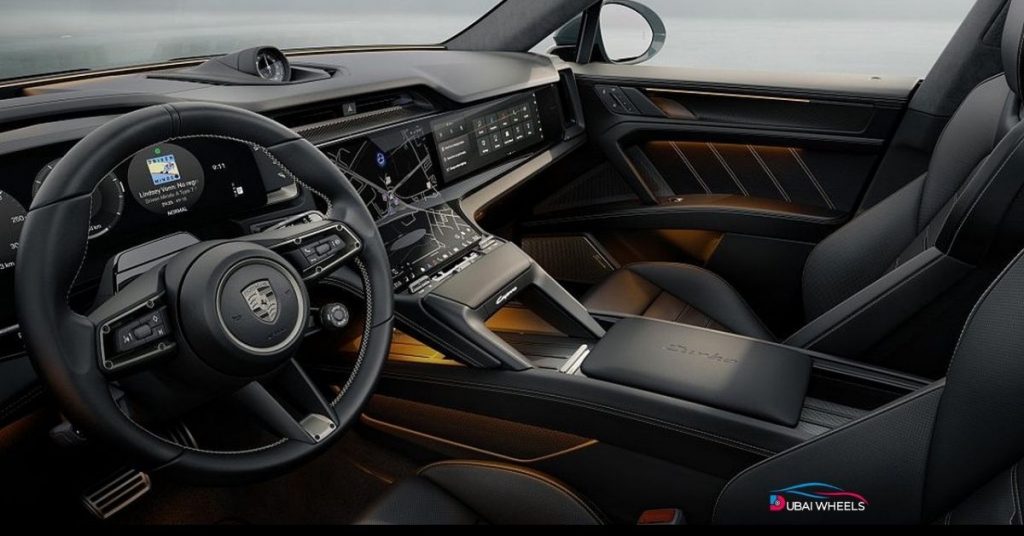 2026 Porsche Cayenne Turbo Electric interior with advanced OLED screens, luxury materials, and futuristic cockpit design