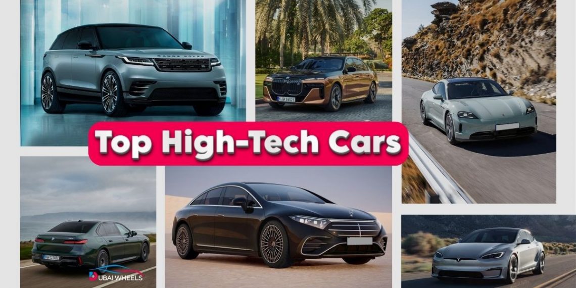 Top high-tech cars 2025 in the UAE including Tesla Model S Plaid, Mercedes-Benz EQS, BMW i7, Porsche Taycan and Range Rover with AI, electric and luxury features