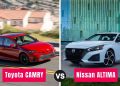 2025 Toyota Camry vs Nissan Altima UAE showing side-by-side comparison of family sedan design, features, and performance.