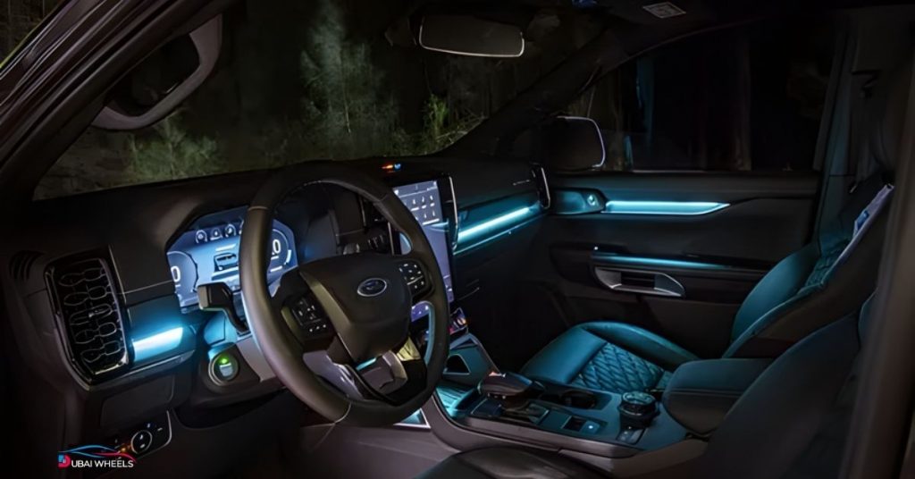 2026 Ford Everest UAE interior showcasing family-friendly seating, smart storage, and modern infotainment