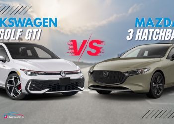 Mazda 3 Hatchback vs Volkswagen Golf GTI UAE comparison showing design and performance differences