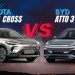 BYD Atto 3 electric SUV vs Toyota Corolla Cross hybrid SUV comparison in UAE