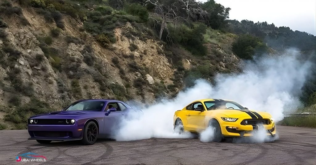 Ford Mustang vs Dodge Challenger UAE engine and horsepower comparison – Turbo and V8 engines performance 2025