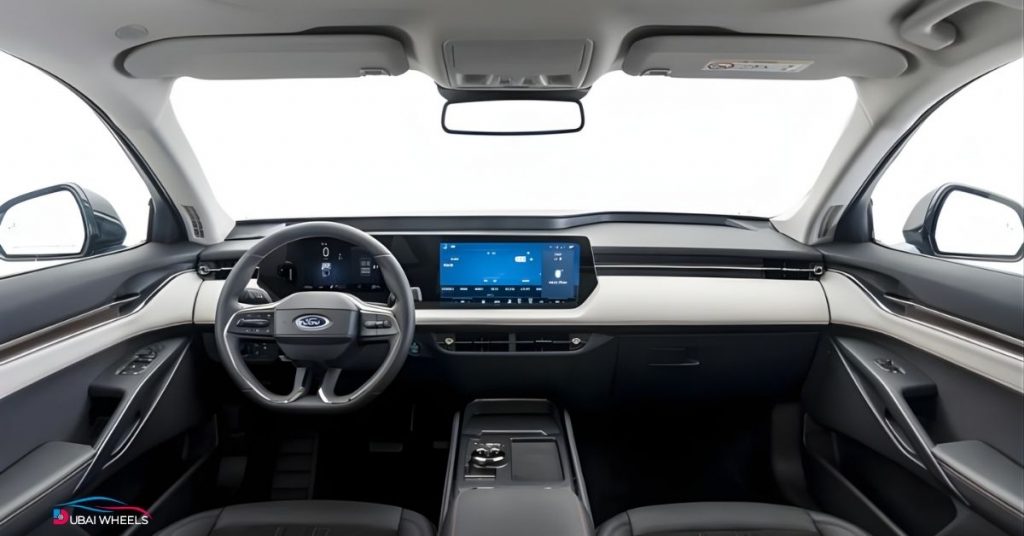Ford Taurus interior UAE showing spacious cabin, rear legroom, and comfort features