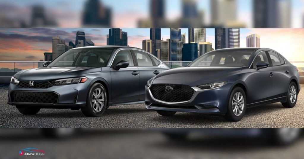 Honda Civic vs Mazda 3 exterior design comparison in the UAE