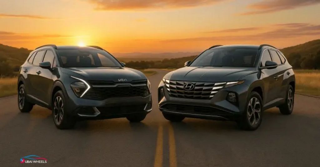 Hyundai Tucson vs Kia Sportage UAE engine power and performance comparison showing horsepower, torque, and driving dynamics