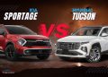 Hyundai Tucson vs Kia Sportage UAE comparison showing exterior design, features, and performance