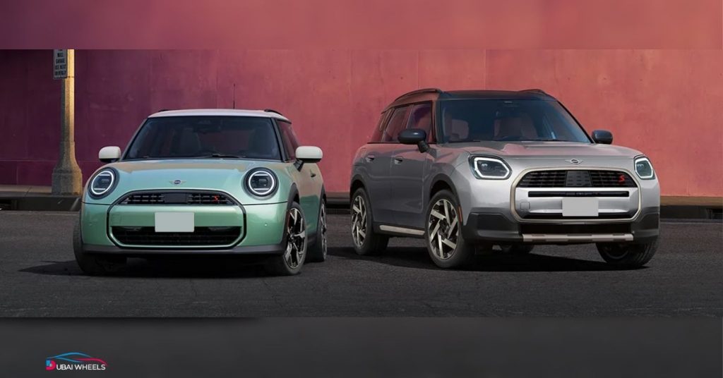 Mini New Cooper vs Mini New Countryman design and size comparison in UAE showing compact hatchback vs versatile SUV