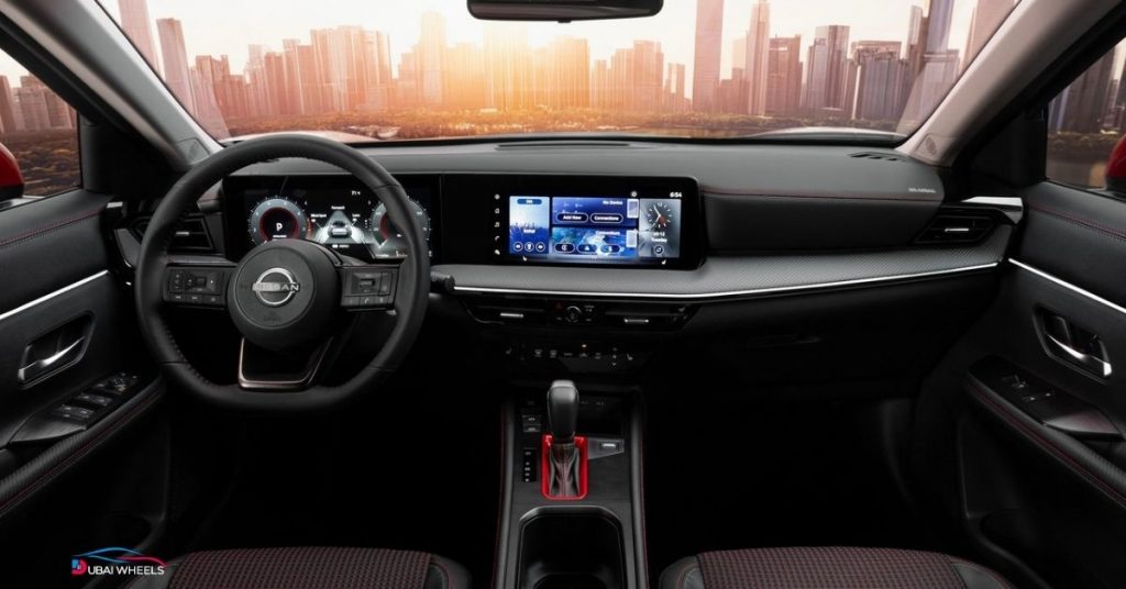 Nissan Kicks interior UAE showing cabin space, dashboard, and city-driving comfort