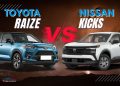 Nissan Kicks vs Toyota Raize UAE comparison showing exterior design for city driving