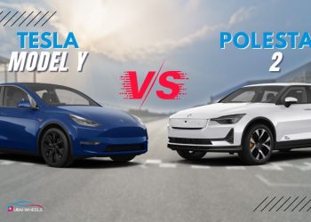 Polestar 2 vs Tesla Model Y UAE comparison showing electric SUV features, range, and performance