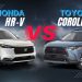 Toyota Corolla Cross vs Honda HR-V UAE comparison showing design, size, and compact SUV styling