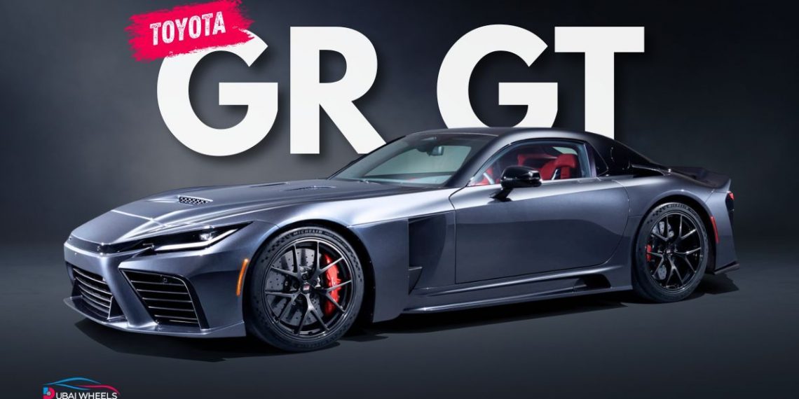 Toyota GR GT UAE 2026 supercar on Dubai road showcasing twin-turbo V8 design and aerodynamics