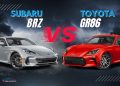 Toyota GR86 vs Subaru BRZ UAE comparison showing front and side design on Dubai roads