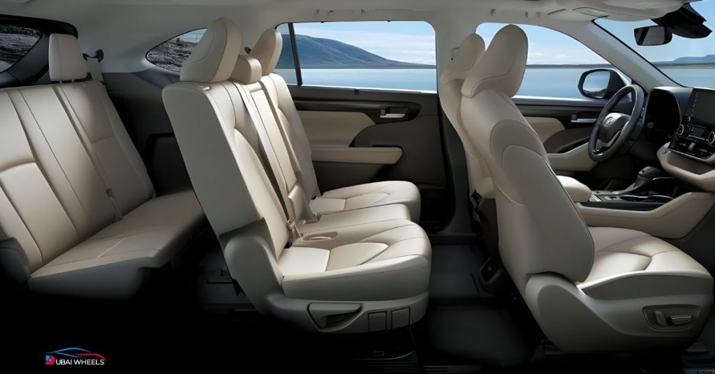 Toyota Highlander interior comfort and space in the UAE with family-friendly 7-seater layout