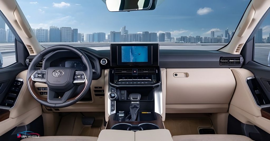 Toyota Land Cruiser UAE interior showing spacious seating, durable materials, and family-friendly comfort