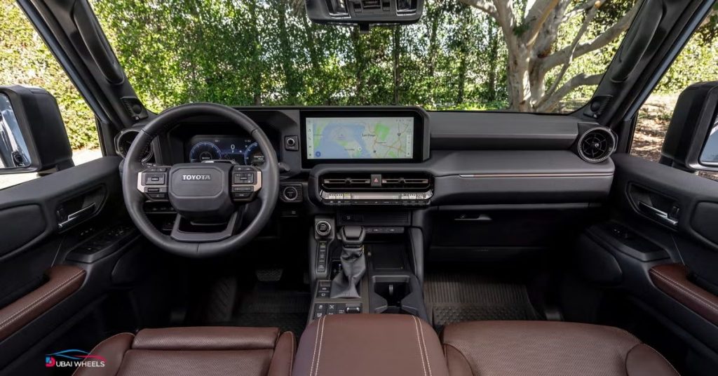 Toyota Land Cruiser Prado UAE interior – luxury cabin, family-friendly design, high-tech infotainment and comfort features