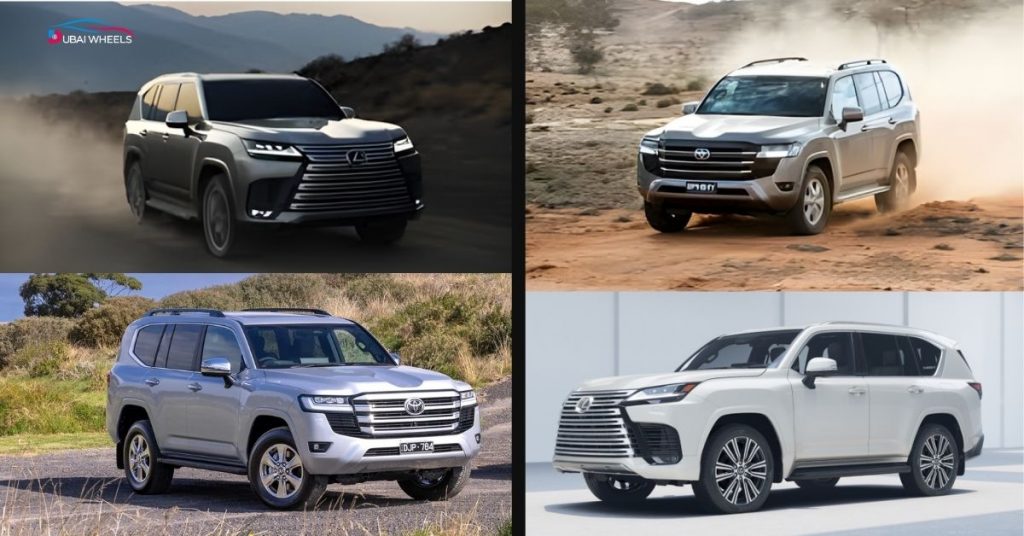 Toyota Land Cruiser vs Lexus LX600 UAE showing rugged strength vs luxury design
