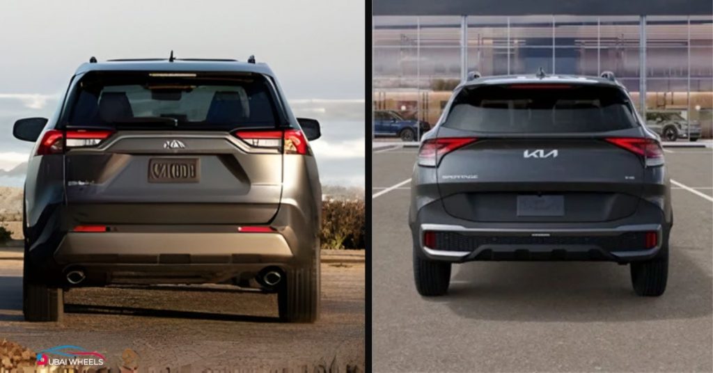 Toyota RAV4 vs Kia Sportage UAE rear style comparison highlighting taillights and design